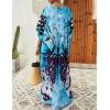 imageBsubseach Kaftan Dresses for Women Plus Size Tie Dye Batwing Sleeve Caftans Swimsuit Coverup Maxi Dress LoungewearBlue