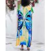 imageBsubseach Kaftan Dresses for Women Plus Size Tie Dye Batwing Sleeve Caftans Swimsuit Coverup Maxi Dress LoungewearBlue Butterfly