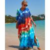 imageBsubseach Kaftan Dresses for Women Plus Size Tie Dye Batwing Sleeve Caftans Swimsuit Coverup Maxi Dress LoungewearBlue Orange