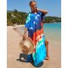 imageBsubseach Kaftan Dresses for Women Plus Size Tie Dye Batwing Sleeve Caftans Swimsuit Coverup Maxi Dress LoungewearBlue Orange