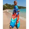 imageBsubseach Kaftan Dresses for Women Plus Size Tie Dye Batwing Sleeve Caftans Swimsuit Coverup Maxi Dress LoungewearBlue Orange