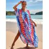 imageBsubseach Kaftan Dresses for Women Plus Size Tie Dye Batwing Sleeve Caftans Swimsuit Coverup Maxi Dress LoungewearBlue Red