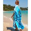imageBsubseach Kaftan Dresses for Women Plus Size Tie Dye Batwing Sleeve Caftans Swimsuit Coverup Maxi Dress LoungewearBlue Swirls