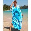 imageBsubseach Kaftan Dresses for Women Plus Size Tie Dye Batwing Sleeve Caftans Swimsuit Coverup Maxi Dress LoungewearBlue Swirls