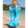 imageBsubseach Kaftan Dresses for Women Plus Size Tie Dye Batwing Sleeve Caftans Swimsuit Coverup Maxi Dress LoungewearBlue Swirls