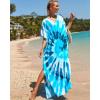 imageBsubseach Kaftan Dresses for Women Plus Size Tie Dye Batwing Sleeve Caftans Swimsuit Coverup Maxi Dress LoungewearBlue Swirls