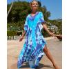 imageBsubseach Kaftan Dresses for Women Plus Size Tie Dye Batwing Sleeve Caftans Swimsuit Coverup Maxi Dress LoungewearBlue Tie Dye