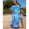 imageBsubseach Kaftan Dresses for Women Plus Size Tie Dye Batwing Sleeve Caftans Swimsuit Coverup Maxi Dress LoungewearBlue Tie Dye