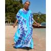 imageBsubseach Kaftan Dresses for Women Plus Size Tie Dye Batwing Sleeve Caftans Swimsuit Coverup Maxi Dress LoungewearBlue Tie Dye