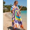 imageBsubseach Kaftan Dresses for Women Plus Size Tie Dye Batwing Sleeve Caftans Swimsuit Coverup Maxi Dress LoungewearColor Swirl