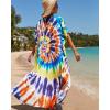 imageBsubseach Kaftan Dresses for Women Plus Size Tie Dye Batwing Sleeve Caftans Swimsuit Coverup Maxi Dress LoungewearColor Swirl