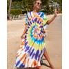 imageBsubseach Kaftan Dresses for Women Plus Size Tie Dye Batwing Sleeve Caftans Swimsuit Coverup Maxi Dress LoungewearColor Swirl