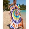 imageBsubseach Kaftan Dresses for Women Plus Size Tie Dye Batwing Sleeve Caftans Swimsuit Coverup Maxi Dress LoungewearColor Swirl