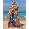 imageBsubseach Kaftan Dresses for Women Plus Size Tie Dye Batwing Sleeve Caftans Swimsuit Coverup Maxi Dress LoungewearColorful Block