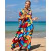 imageBsubseach Kaftan Dresses for Women Plus Size Tie Dye Batwing Sleeve Caftans Swimsuit Coverup Maxi Dress LoungewearColorful Block