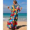 imageBsubseach Kaftan Dresses for Women Plus Size Tie Dye Batwing Sleeve Caftans Swimsuit Coverup Maxi Dress LoungewearColorful Block