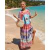 imageBsubseach Kaftan Dresses for Women Plus Size Tie Dye Batwing Sleeve Caftans Swimsuit Coverup Maxi Dress LoungewearColorful Circles
