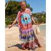 imageBsubseach Kaftan Dresses for Women Plus Size Tie Dye Batwing Sleeve Caftans Swimsuit Coverup Maxi Dress LoungewearColorful Circles