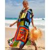 imageBsubseach Kaftan Dresses for Women Plus Size Tie Dye Batwing Sleeve Caftans Swimsuit Coverup Maxi Dress LoungewearColorful Geometric