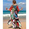 imageBsubseach Kaftan Dresses for Women Plus Size Tie Dye Batwing Sleeve Caftans Swimsuit Coverup Maxi Dress LoungewearColorful Graphic
