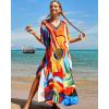 imageBsubseach Kaftan Dresses for Women Plus Size Tie Dye Batwing Sleeve Caftans Swimsuit Coverup Maxi Dress LoungewearColorful Guitar