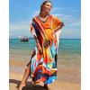 imageBsubseach Kaftan Dresses for Women Plus Size Tie Dye Batwing Sleeve Caftans Swimsuit Coverup Maxi Dress LoungewearColorful Guitar