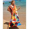 imageBsubseach Kaftan Dresses for Women Plus Size Tie Dye Batwing Sleeve Caftans Swimsuit Coverup Maxi Dress LoungewearColorful Guitar