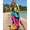 imageBsubseach Kaftan Dresses for Women Plus Size Tie Dye Batwing Sleeve Caftans Swimsuit Coverup Maxi Dress LoungewearColorful Tie Dye