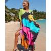 imageBsubseach Kaftan Dresses for Women Plus Size Tie Dye Batwing Sleeve Caftans Swimsuit Coverup Maxi Dress LoungewearColorful Tie Dye
