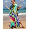 imageBsubseach Kaftan Dresses for Women Plus Size Tie Dye Batwing Sleeve Caftans Swimsuit Coverup Maxi Dress LoungewearGreen