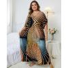 imageBsubseach Kaftan Dresses for Women Plus Size Tie Dye Batwing Sleeve Caftans Swimsuit Coverup Maxi Dress LoungewearKhaki Line
