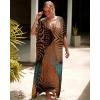 imageBsubseach Kaftan Dresses for Women Plus Size Tie Dye Batwing Sleeve Caftans Swimsuit Coverup Maxi Dress LoungewearKhaki Line