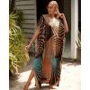 imageBsubseach Kaftan Dresses for Women Plus Size Tie Dye Batwing Sleeve Caftans Swimsuit Coverup Maxi Dress LoungewearKhaki Line