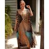 imageBsubseach Kaftan Dresses for Women Plus Size Tie Dye Batwing Sleeve Caftans Swimsuit Coverup Maxi Dress LoungewearKhaki Line