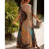 imageBsubseach Kaftan Dresses for Women Plus Size Tie Dye Batwing Sleeve Caftans Swimsuit Coverup Maxi Dress LoungewearKhaki Line