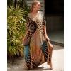 imageBsubseach Kaftan Dresses for Women Plus Size Tie Dye Batwing Sleeve Caftans Swimsuit Coverup Maxi Dress LoungewearKhaki Line