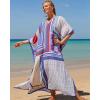 imageBsubseach Kaftan Dresses for Women Plus Size Tie Dye Batwing Sleeve Caftans Swimsuit Coverup Maxi Dress LoungewearMulticolor