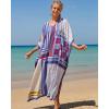 imageBsubseach Kaftan Dresses for Women Plus Size Tie Dye Batwing Sleeve Caftans Swimsuit Coverup Maxi Dress LoungewearMulticolor