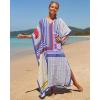imageBsubseach Kaftan Dresses for Women Plus Size Tie Dye Batwing Sleeve Caftans Swimsuit Coverup Maxi Dress LoungewearMulticolor