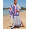 imageBsubseach Kaftan Dresses for Women Plus Size Tie Dye Batwing Sleeve Caftans Swimsuit Coverup Maxi Dress LoungewearMulticolor