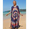 imageBsubseach Kaftan Dresses for Women Plus Size Tie Dye Batwing Sleeve Caftans Swimsuit Coverup Maxi Dress LoungewearNavy Blue