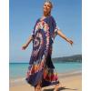 imageBsubseach Kaftan Dresses for Women Plus Size Tie Dye Batwing Sleeve Caftans Swimsuit Coverup Maxi Dress LoungewearNavy Blue