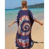 imageBsubseach Kaftan Dresses for Women Plus Size Tie Dye Batwing Sleeve Caftans Swimsuit Coverup Maxi Dress LoungewearNavy Blue
