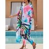 imageBsubseach Kaftan Dresses for Women Plus Size Tie Dye Batwing Sleeve Caftans Swimsuit Coverup Maxi Dress LoungewearPbutterfly