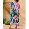 imageBsubseach Kaftan Dresses for Women Plus Size Tie Dye Batwing Sleeve Caftans Swimsuit Coverup Maxi Dress LoungewearPbutterfly