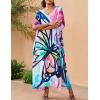 imageBsubseach Kaftan Dresses for Women Plus Size Tie Dye Batwing Sleeve Caftans Swimsuit Coverup Maxi Dress LoungewearPbutterfly