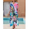 imageBsubseach Kaftan Dresses for Women Plus Size Tie Dye Batwing Sleeve Caftans Swimsuit Coverup Maxi Dress LoungewearPbutterfly