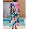 imageBsubseach Kaftan Dresses for Women Plus Size Tie Dye Batwing Sleeve Caftans Swimsuit Coverup Maxi Dress LoungewearPbutterfly