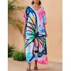 imageBsubseach Kaftan Dresses for Women Plus Size Tie Dye Batwing Sleeve Caftans Swimsuit Coverup Maxi Dress LoungewearPbutterfly