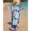 imageBsubseach Kaftan Dresses for Women Plus Size Tie Dye Batwing Sleeve Caftans Swimsuit Coverup Maxi Dress LoungewearPink Blue Black